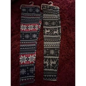 2 New Leggings with Winter Patterns Juinors Small